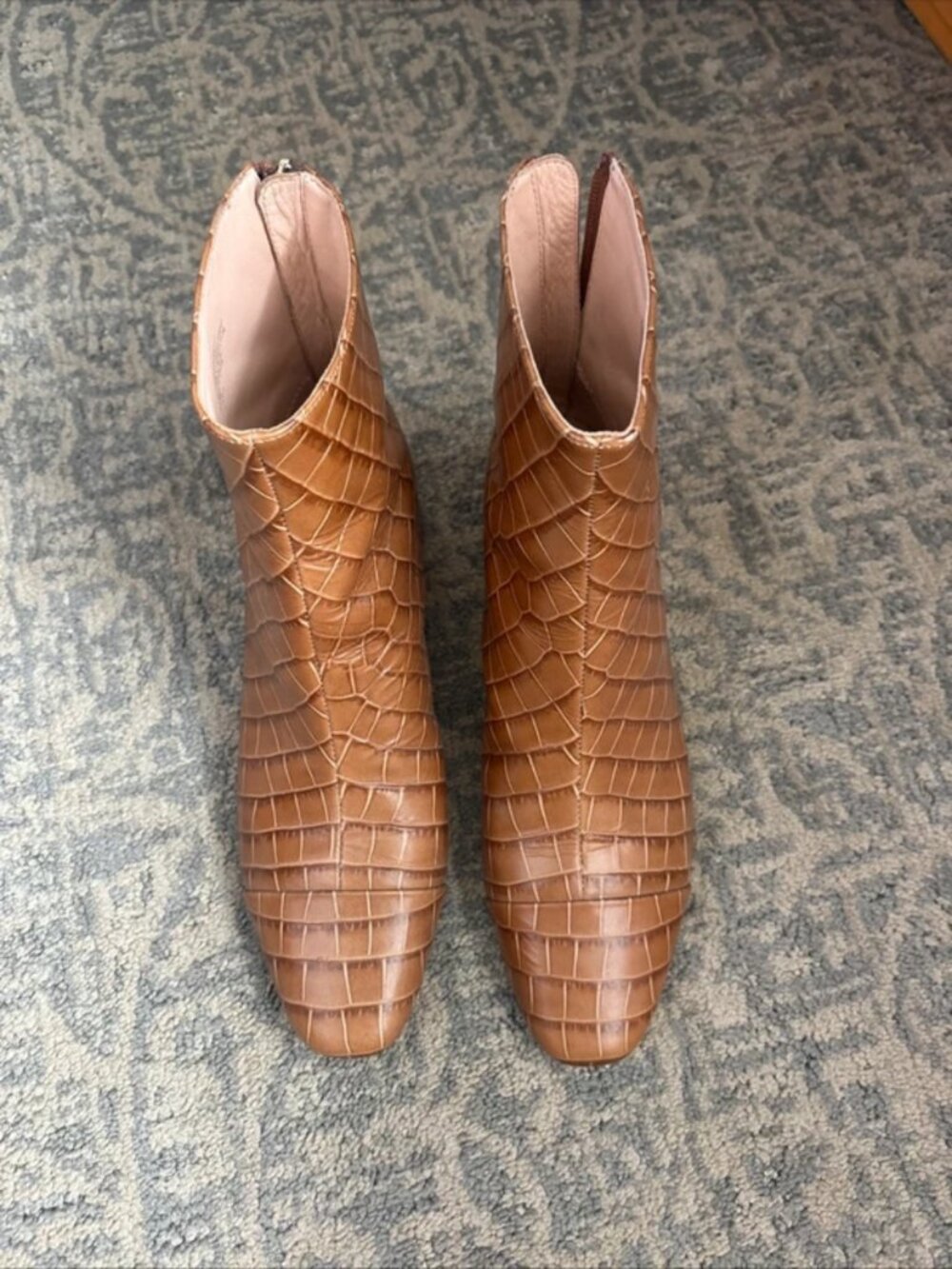 J.Crew 100% Leather Croc-Embossed Ankle Boots | Roxie Style AB517 8.5